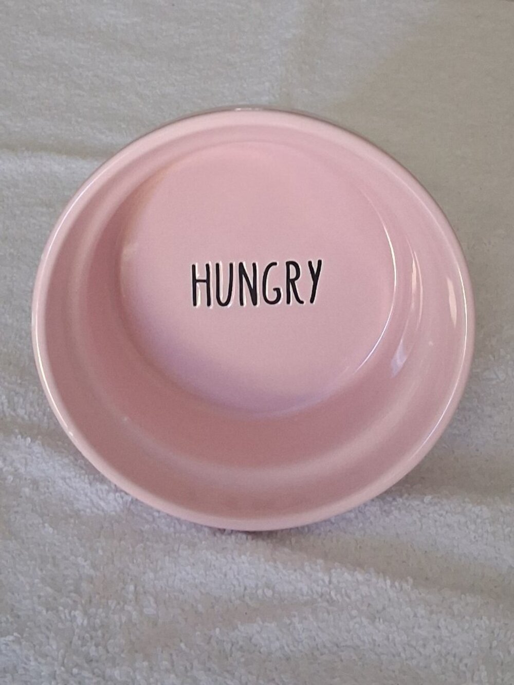 Winifred & Lily Rare Pink Ceramic Vintage "Hungry" Engraved Pet Bowl